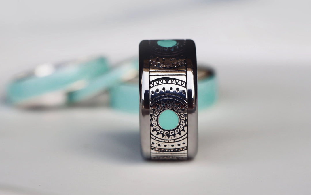 Innenring (Addon) "Azur Dream" aus oxidiertem Silber mit türkisfarbener Emaille-Beschichtung, für den auswechselbaren mood Ring