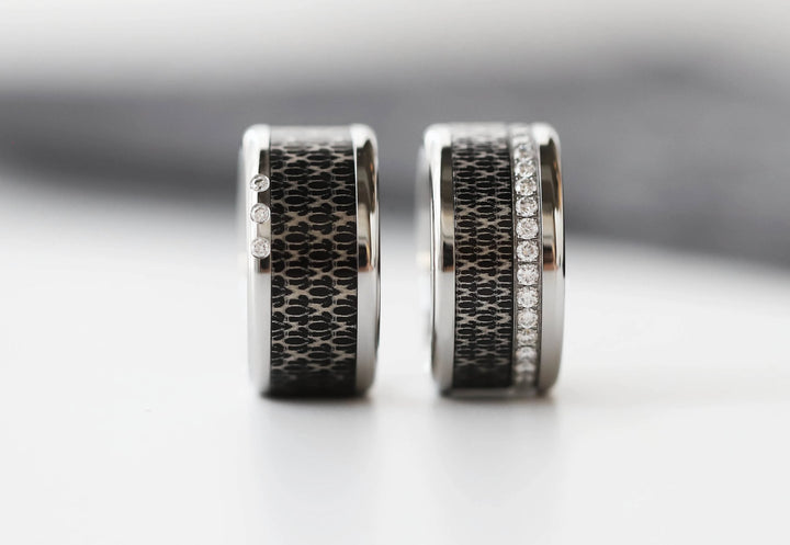 Anneau (addon ou deux tiers) en acier noir PEWTER pour bague mood interchangeable