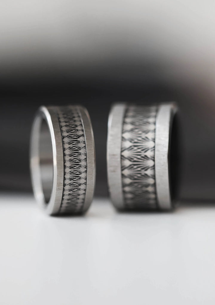 Anneau (addon ou deux tiers) en acier froissé noir EBON pour bague mood interchangeable