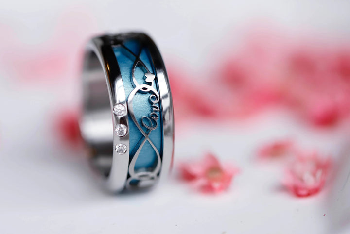 ♾️ Anneau (addon deux tiers) en acier découpé, Amour éternel, de la collection St Valentin 2025 ♾️