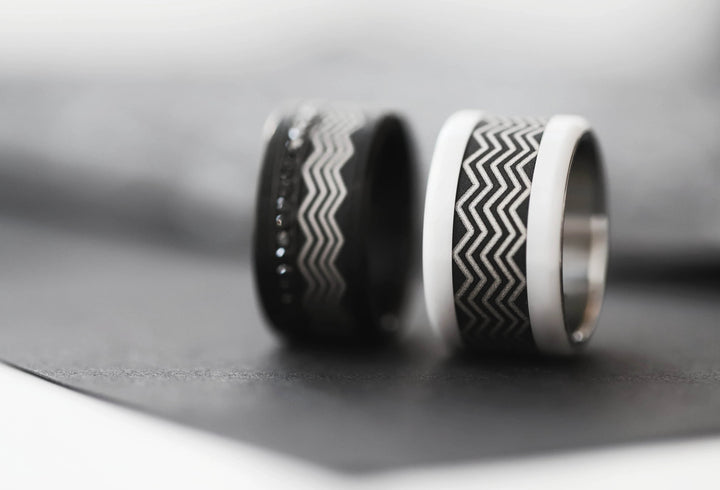 Anneau (addon ou deux tiers) en acier sablé noir INK pour bague mood interchangeable