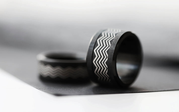 Anneau (addon ou deux tiers) en acier sablé noir INK pour bague mood interchangeable