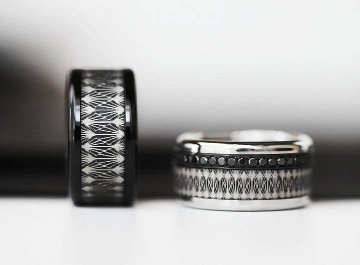 Anneau (addon ou deux tiers) en acier froissé noir EBON pour bague mood interchangeable