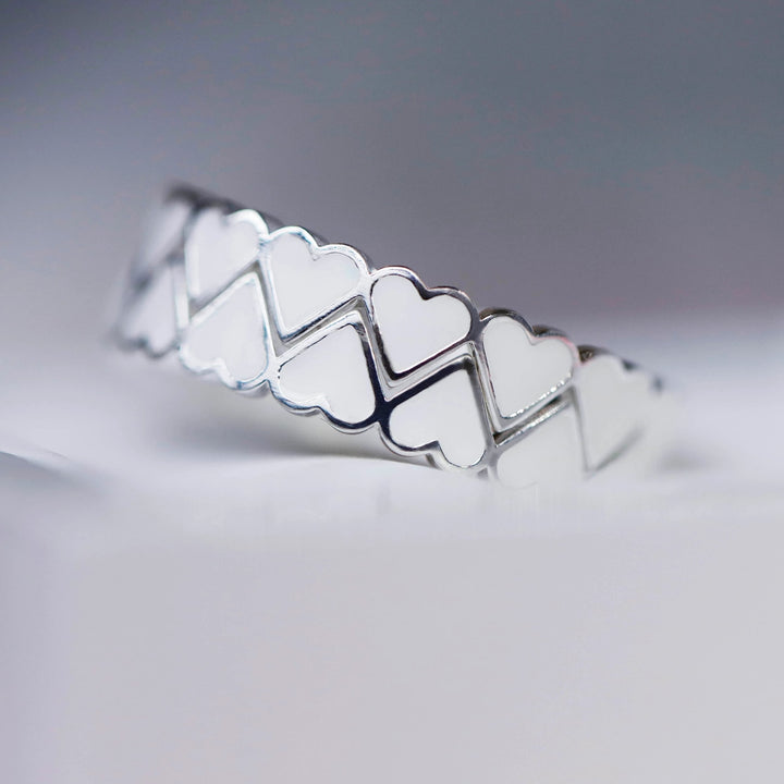 🪞 Mirror of Love inner ring (2/3 addon) in 925 silver with white enamel treatment, from the Valentine's Day 2025 collection 🪞