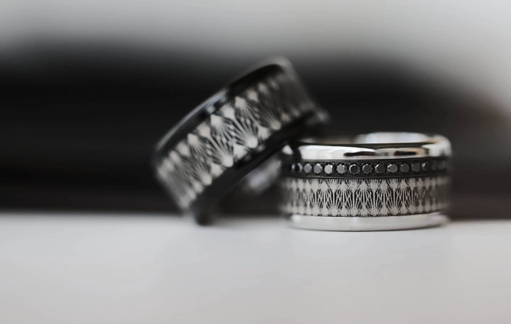 Anneau (addon ou deux tiers) en acier froissé noir EBON pour bague mood interchangeable