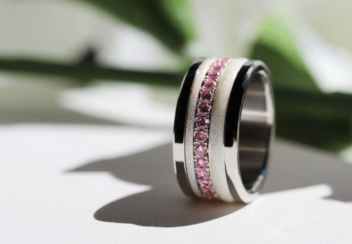 Celestial Glow 🌟 Medium en argent 925 avec un revêtement en émail blanc - paillettes