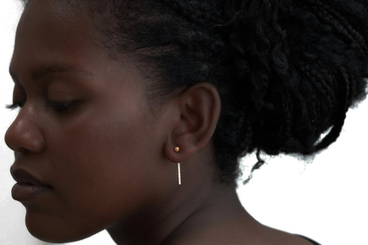 "Clip & Drop Aura authentique gold" mood en argent 925 gold  serti de zircons (Bijou d’oreille interchangeable)