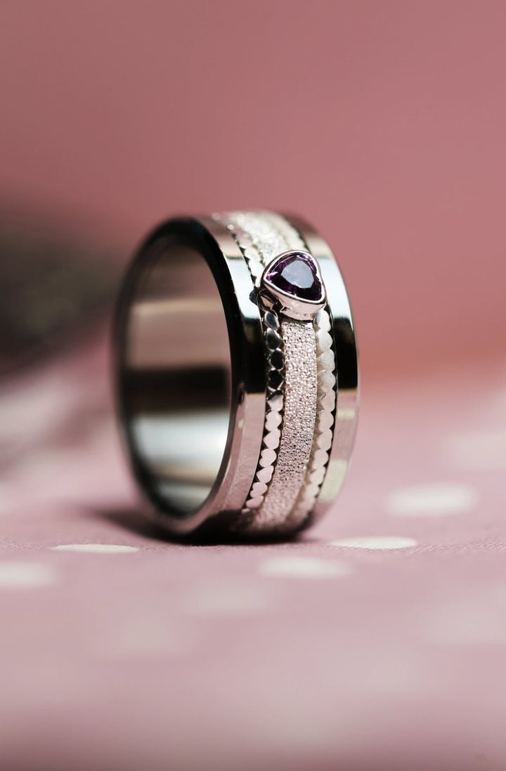 Pack de 2 anneaux(Addon Mini) en argent 925 "Coeurs" finition à choix pour bague mood interchangeable