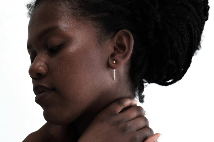 "Clip & Drop Aura authentique gold" mood en argent 925 gold  serti de zircons (Bijou d’oreille interchangeable)