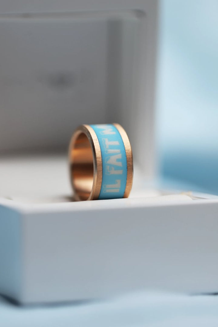 Innenring aus hellblauem Polymer "Il fait monstre cramine" für mood Ring