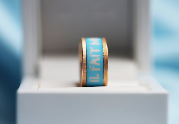 Innenring aus hellblauem Polymer "Il fait monstre cramine" für mood Ring