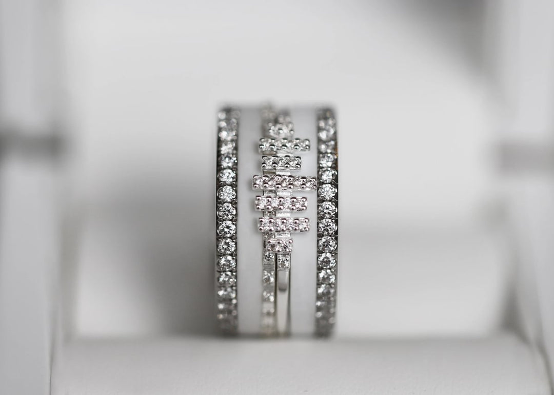 Stellera Cut 💠 Mini Addon 3D center aus 925er Silber mit Zirkonia Steine für den auswechselbaren mood Ring