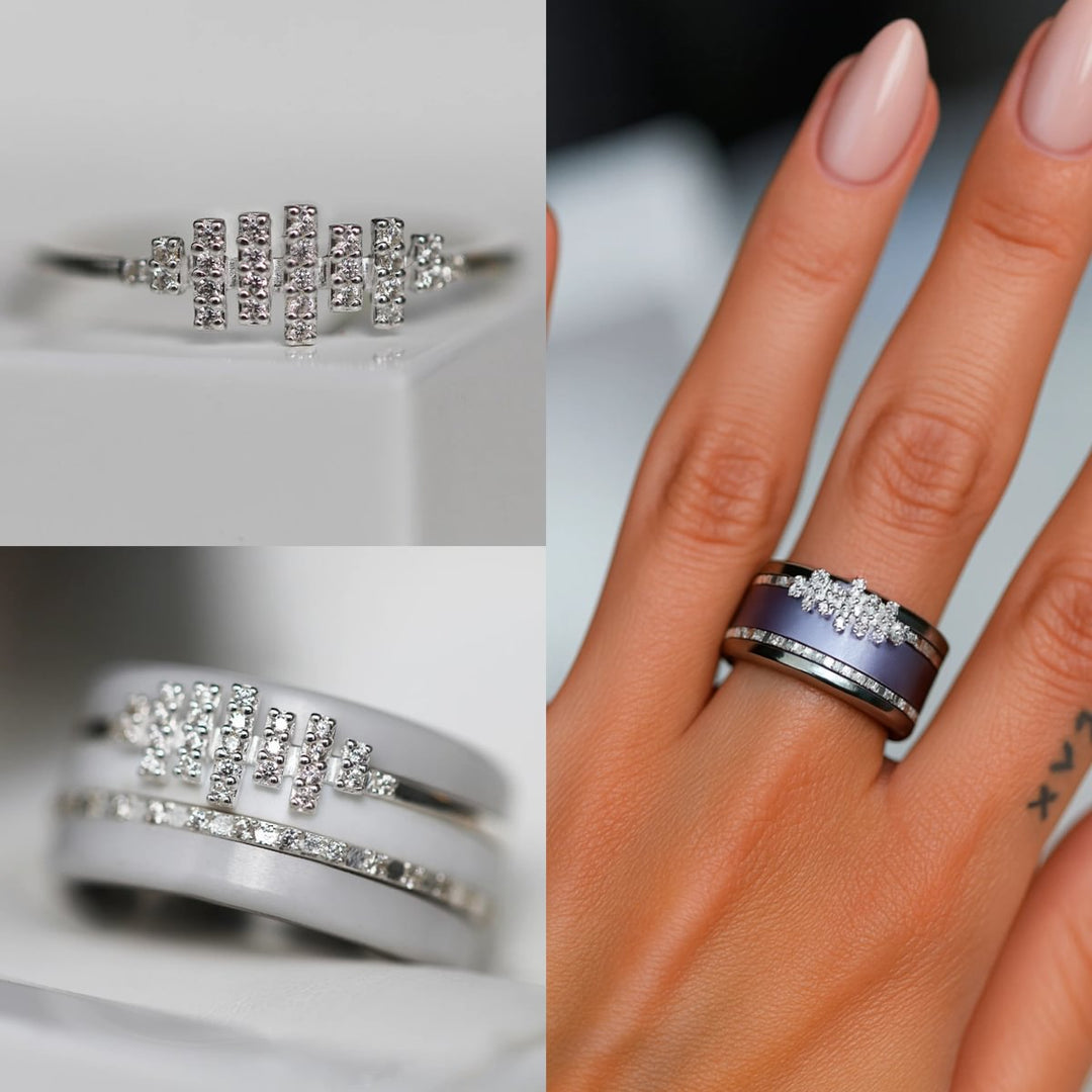 Stellera Cut 💠 Mini Addon 3D center aus 925er Silber mit Zirkonia Steine für den auswechselbaren mood Ring