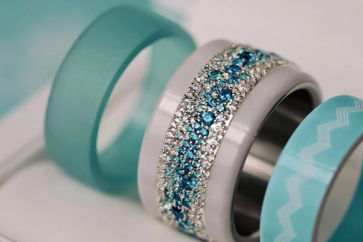 Anneau (addon) en argent Summer entièrement serti de zircons pour bague mood interchangeable