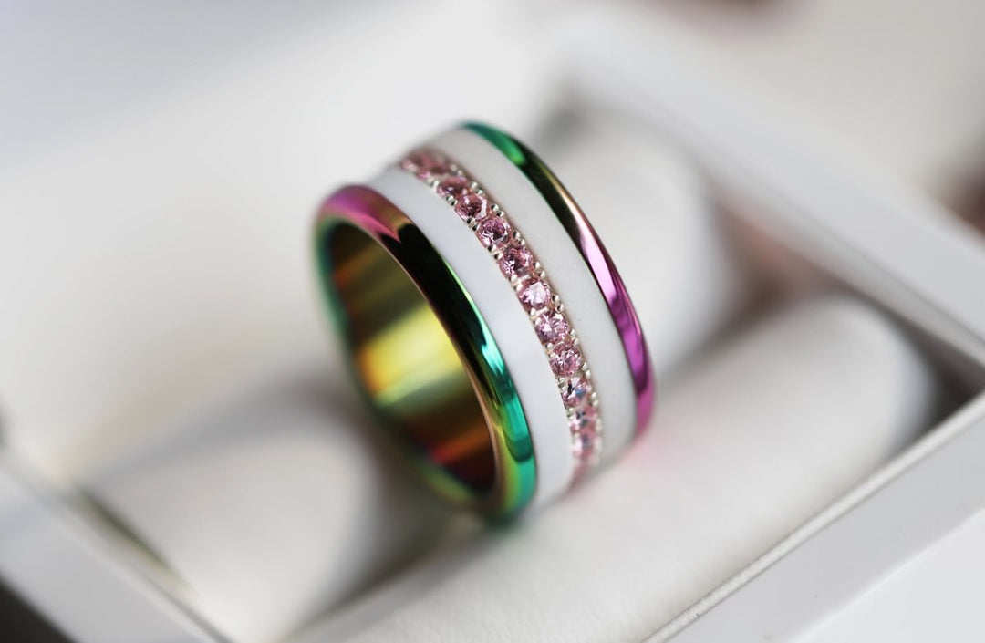 Small Fassung "Rainbow" aus rostfreiem Edelstahl, abgerundet, poliert, für den auswechselbaren mood Ring
