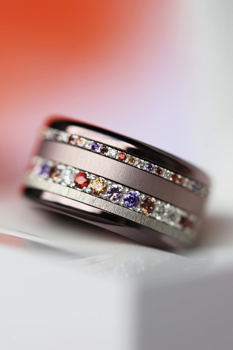 Innenring (Medium Addon) "Herbstaura" aus 925er Silber mit herbstfarbigen Zirkonia Steine besetzt