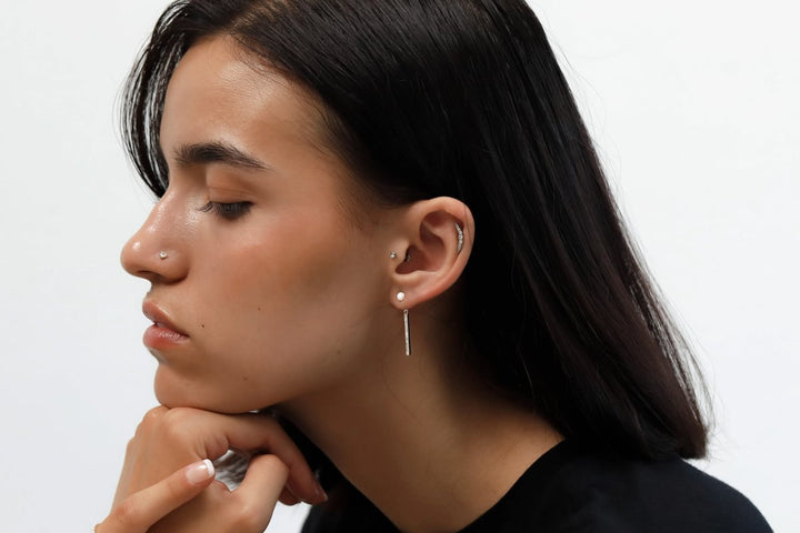 "Clip & Drop Aura authentique" mood en argent 925  serti de zircons (Bijou d’oreille interchangeable)