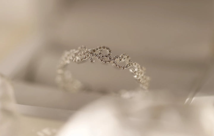 Inner ring (2/3 addon) "Royal Arabesque" in silver fully set with zircons for interchangeable mood ring