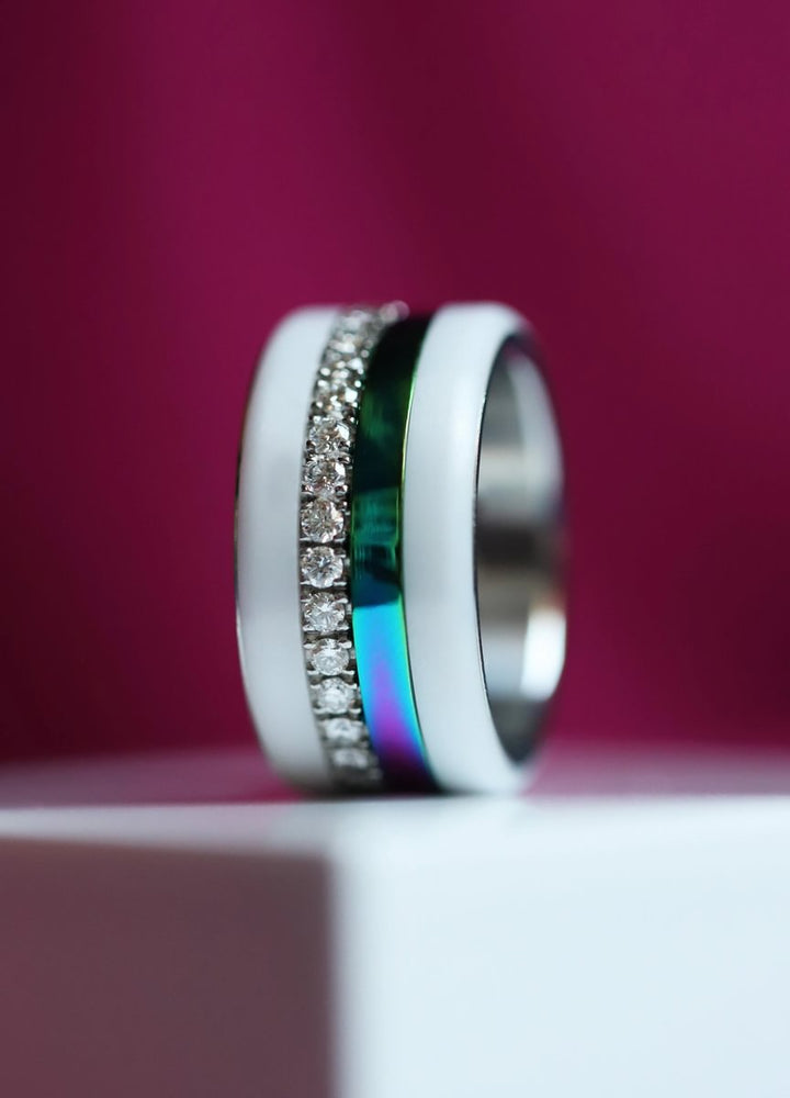 🌈 Innenring (Medium Addon) aus 925 Silber „Himmel Glanz“ polierte intensiv regenbogenfarbene Ausführung für deinen mood Ring