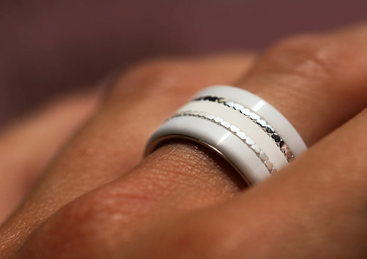 Pack de 2 anneaux(Addon Mini) en argent 925 "Coeurs" finition à choix pour bague mood interchangeable