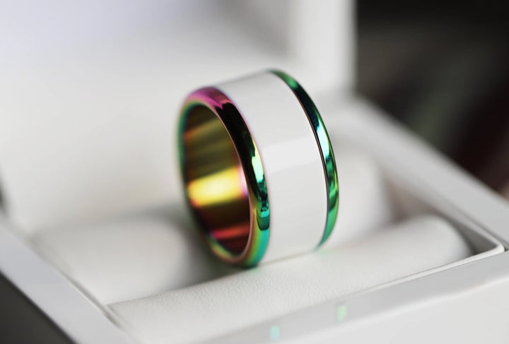Base small arrondie polie "Rainbow" en acier inoxydable pour bague mood interchangeable