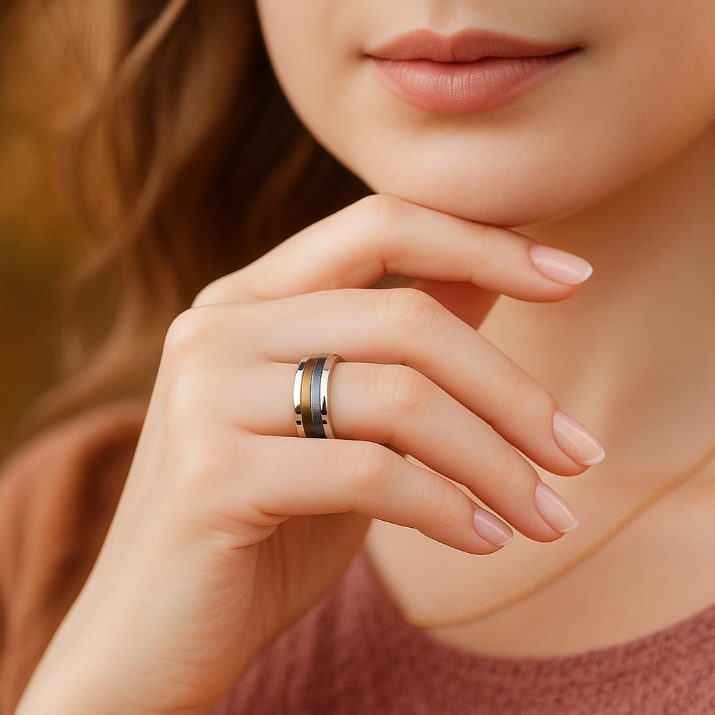 Mood Ring mit 4 auswechselbaren Farben für Frauen und Männer (Modell XS 9mm)