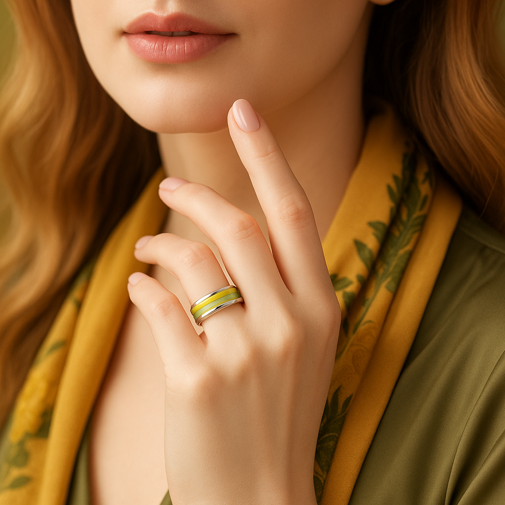 Mood Ring mit 4 auswechselbaren Farben für Frauen und Männer (Modell XS 9mm)