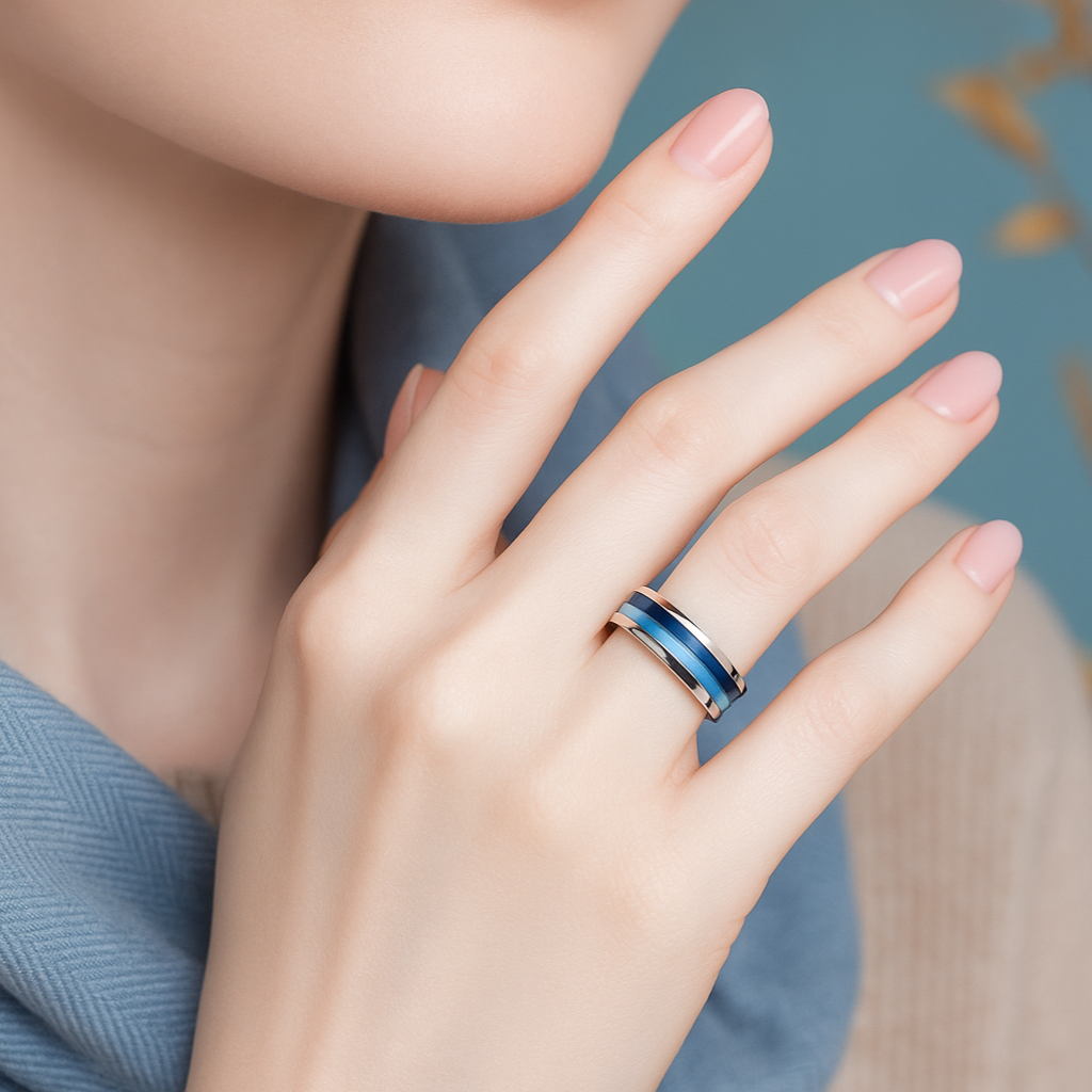 Mood Ring mit 4 auswechselbaren Farben für Frauen und Männer (Modell XS 9mm)