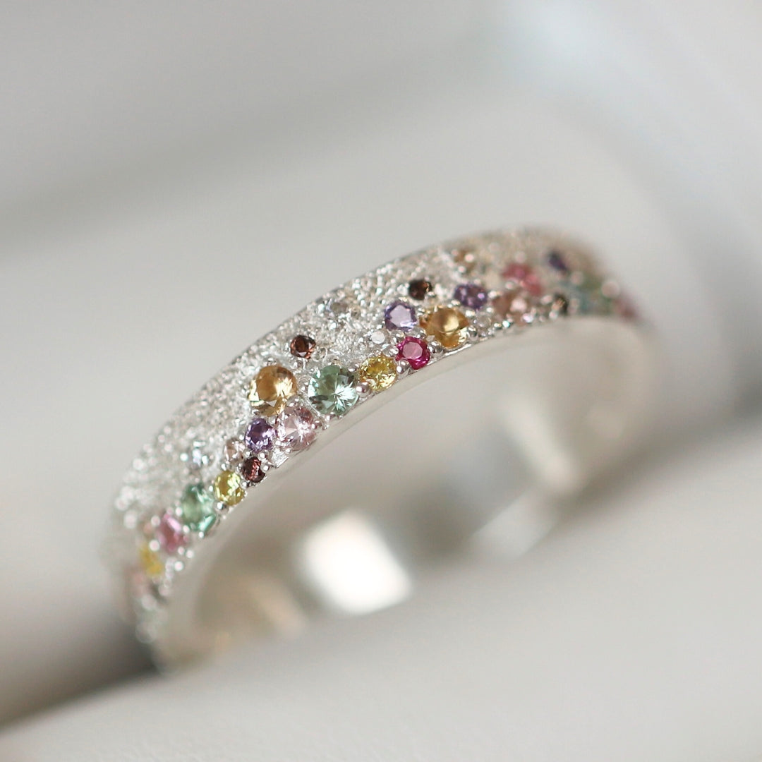 Innenring (2/3 Addon) "Willow" aus Silber mit Glitter und Zirkonia Steinen besetz, für den auswechselbaren mood Ring