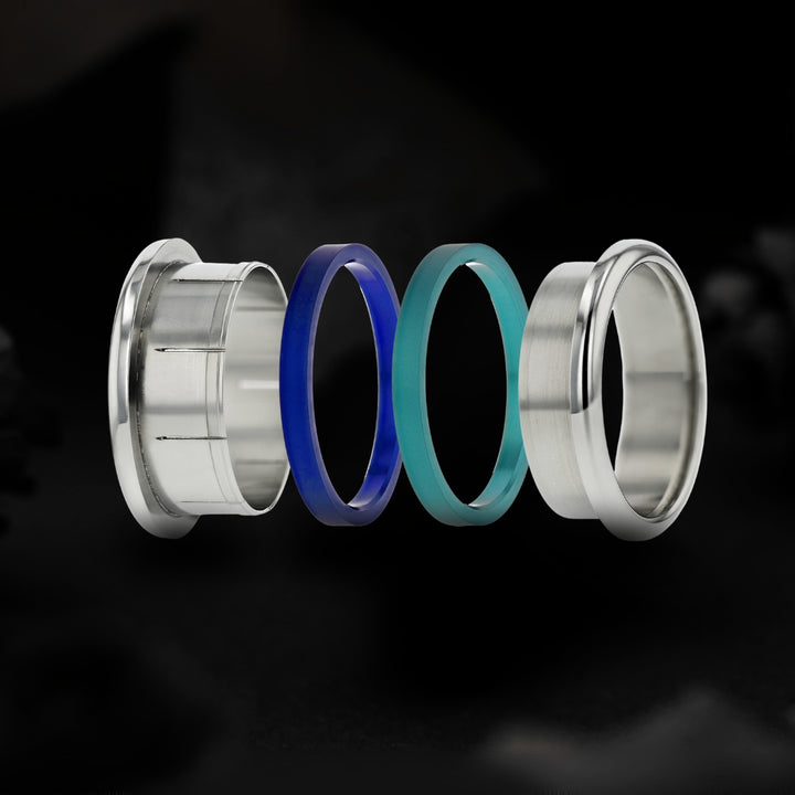 Bague mood complète - 4 couleurs interchangeables pour homme