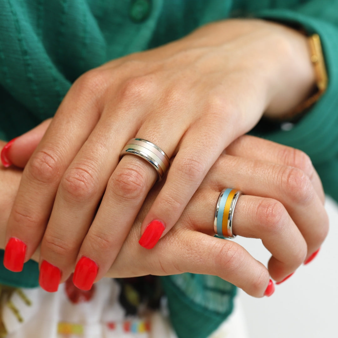 Mood Ring mit 4 auswechselbaren Farben für Frauen und Männer (Modell XS 9mm)