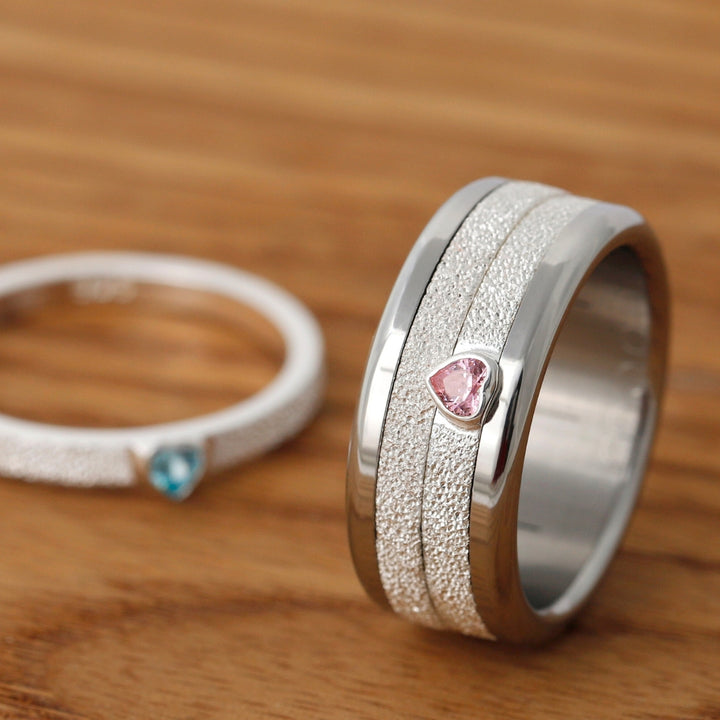 Open Heart - pink 💗 Medium 3D center en argent glitter 925 avec zircon rose pour bague mood interchangeable