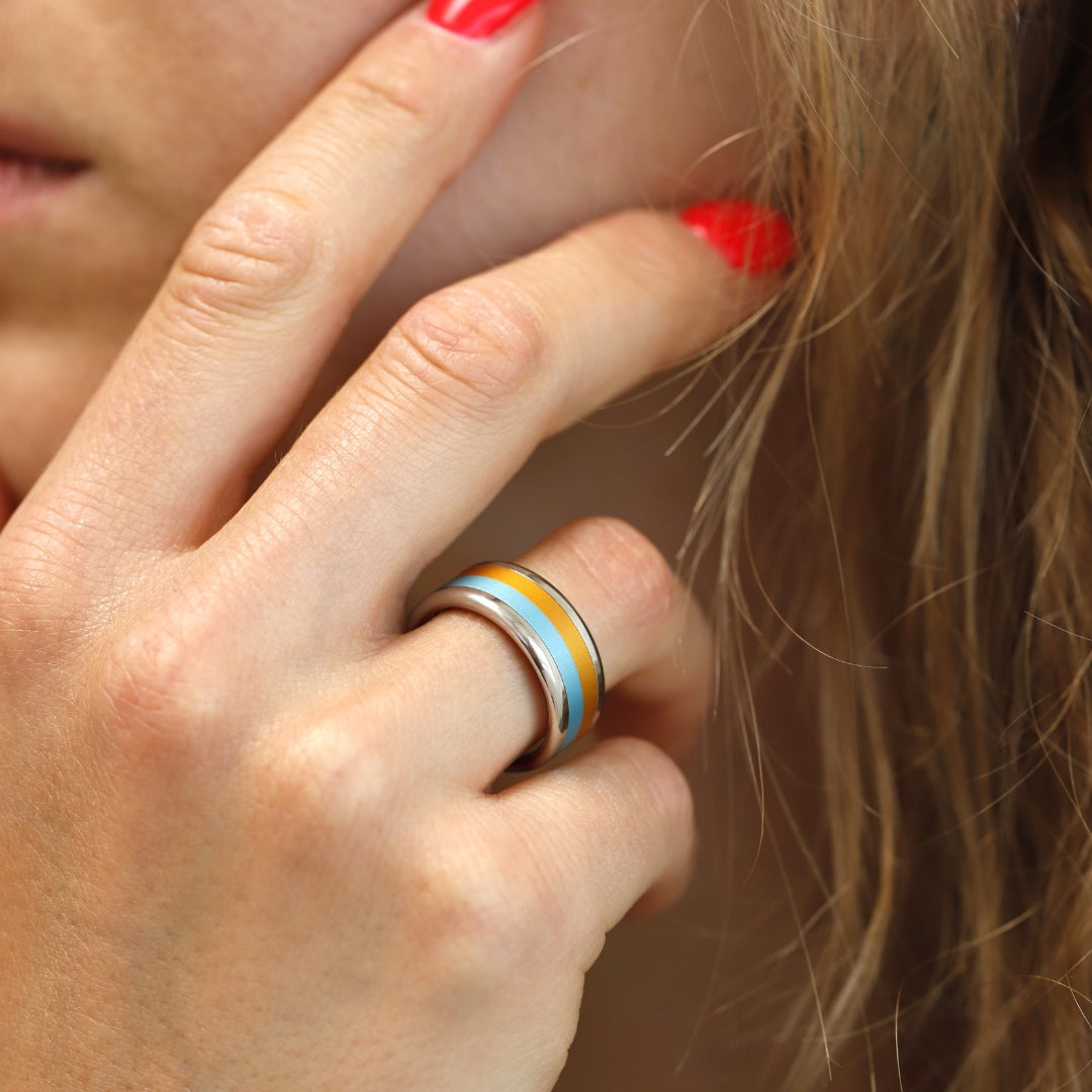 Mood Ring mit 4 auswechselbaren Farben für Frauen und Männer (Modell XS 9mm)