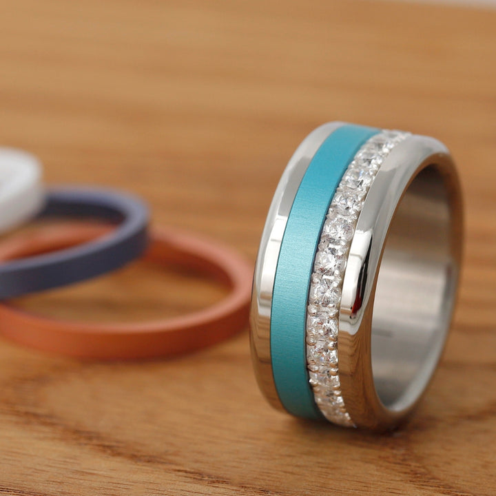 Bague mood en argent 925 et zircons "Cozy Cocooning" avec couleur interchangeable
