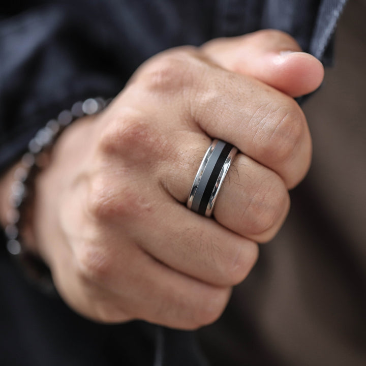 Bague mood complète - 4 couleurs interchangeables pour homme