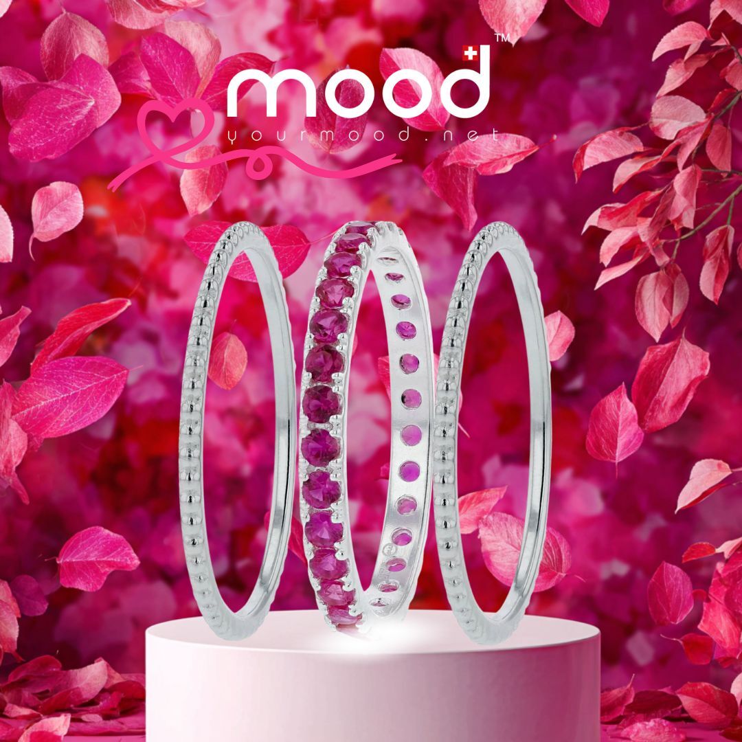 🎀 „Pink Oktober“-Set 2025: Rubinrote Aura & Mini Oasis (3 Innenringe für deinen mood Ring)