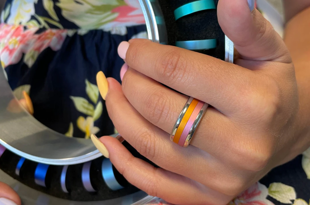 Mood Ring mit 4 auswechselbaren Farben für Frauen und Männer (Modell XS 9mm)