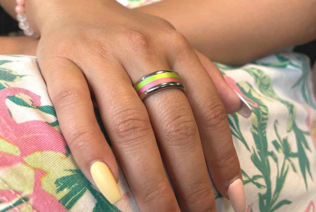 Mood Ring mit 4 auswechselbaren Farben für Frauen und Männer (Modell XS 9mm)
