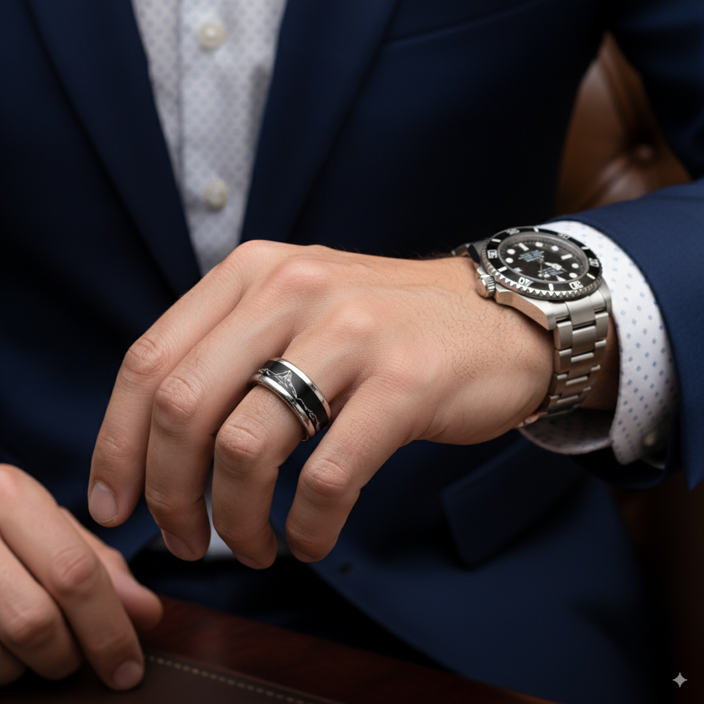 „Zermatt City“ mood Ring mit Matterhorn Abbildung – Farbe nach Wahl