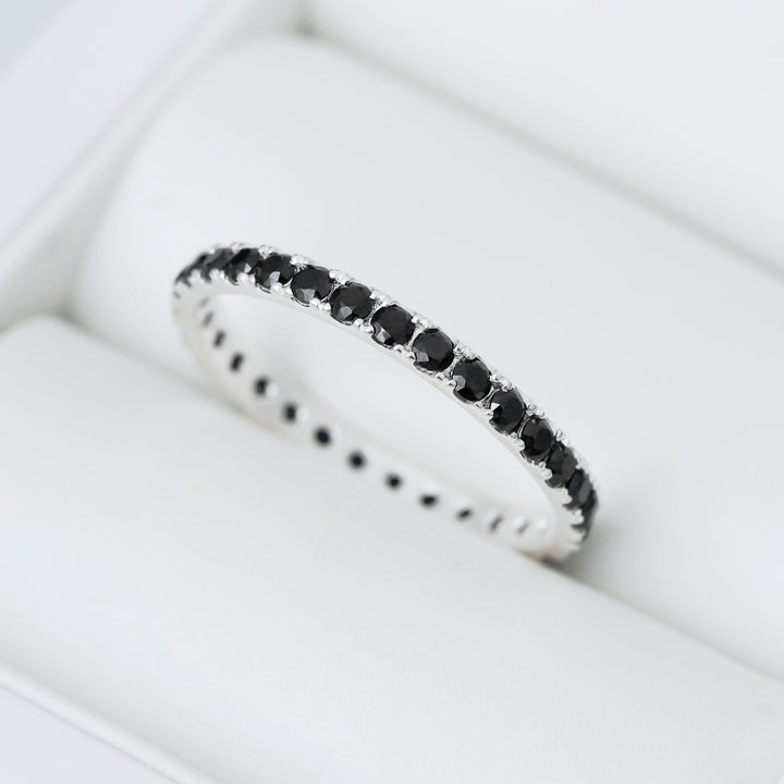 Inner ring (Medium addon) "Aura obscura" 925 silver set with black zircons