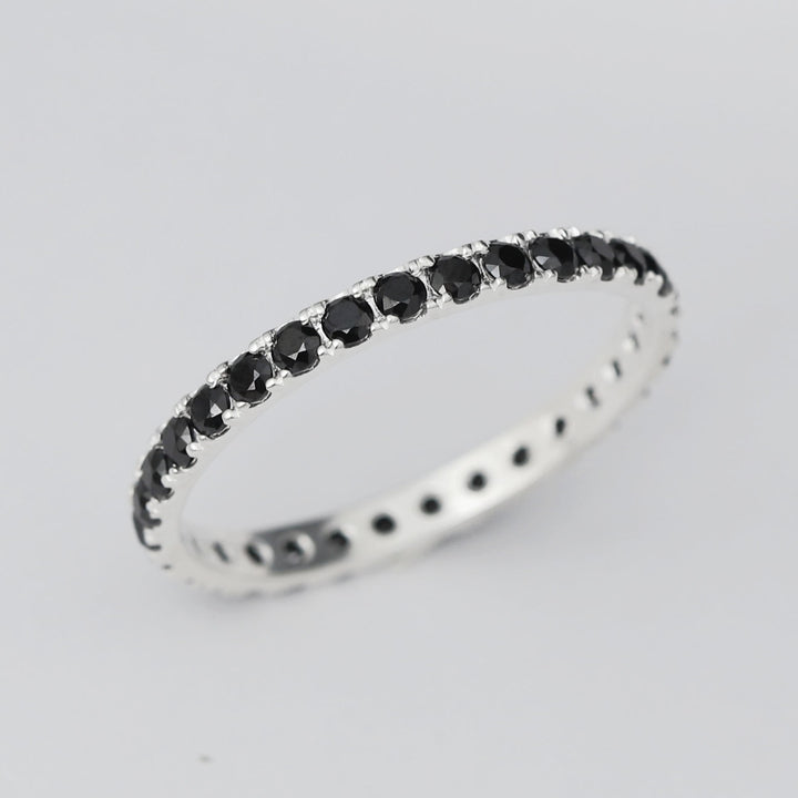 Inner ring (Medium addon) "Aura obscura" 925 silver set with black zircons