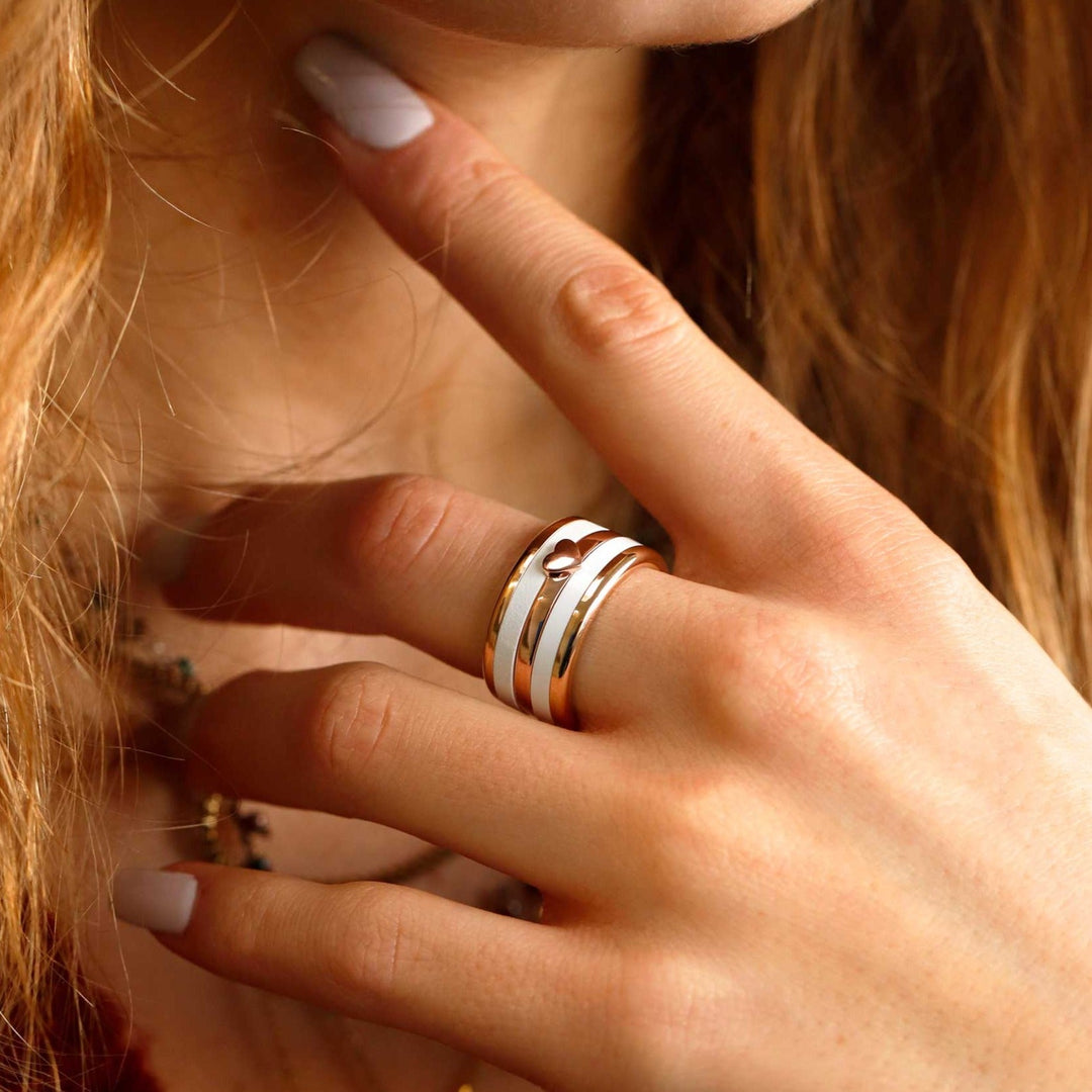 Ring-Set | Rotgoldfarbener Ring "miniherz" aus 925 Sterlingsilber