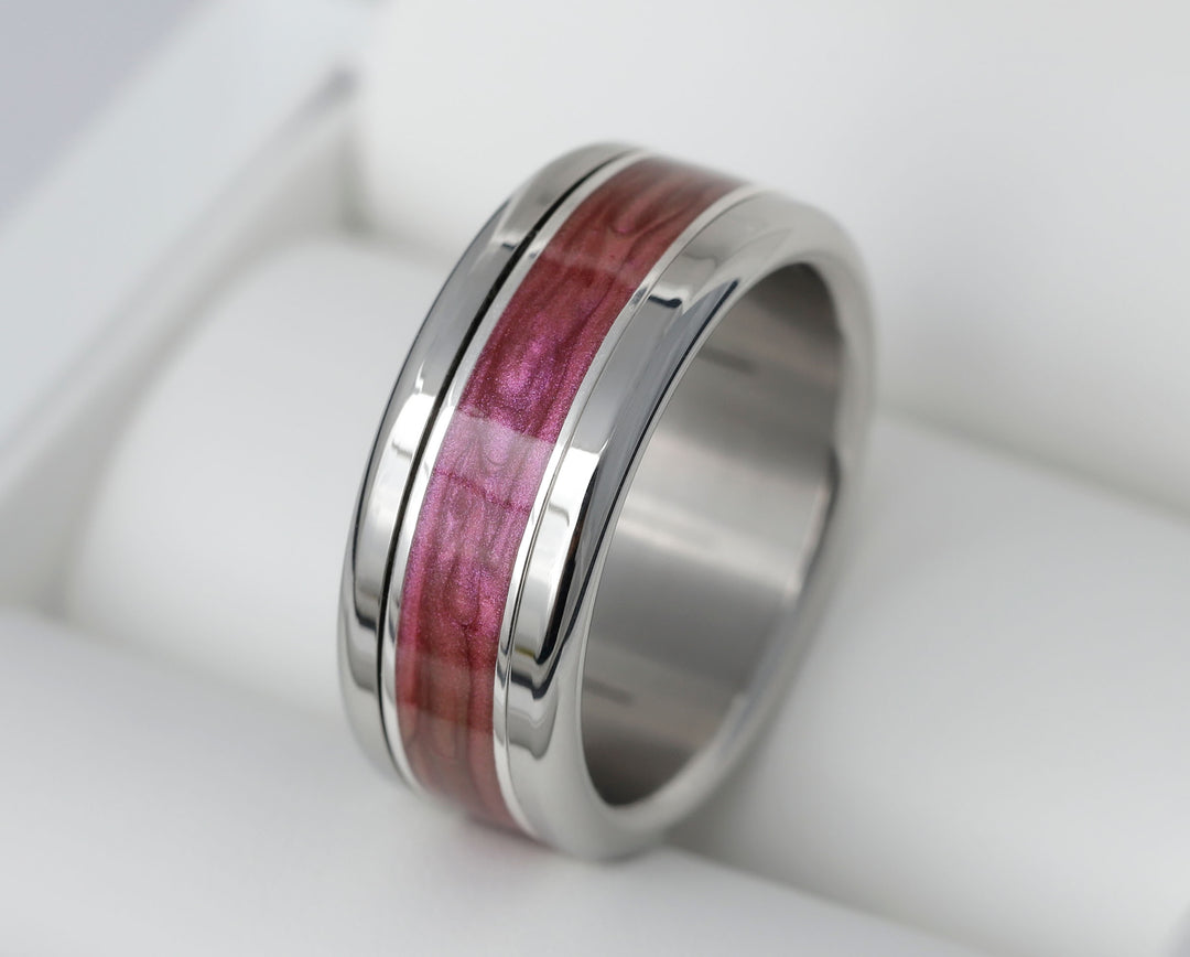 Tulpenträne 🌷 2/3 Addon aus 925er Silber mit purpurroter Emaille-Beschichtung mit Spiegelungen