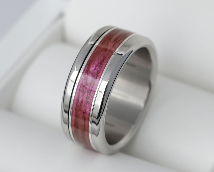 Tulpenträne 🌷 2/3 Addon aus 925er Silber mit purpurroter Emaille-Beschichtung mit Spiegelungen