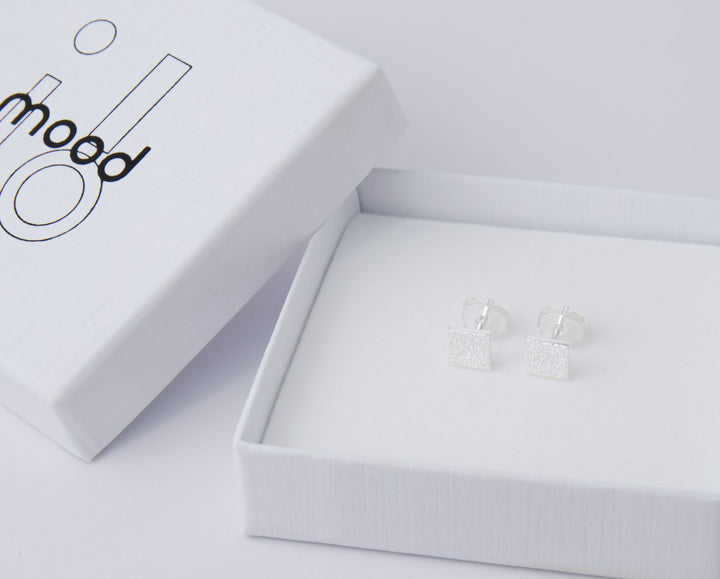 "Clip Square" mood en argent 925 neige éternelle (Bijou d'oreille)