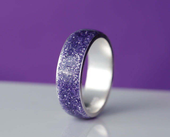 Purple glow  💜💜  2/3 addon in 925 silver with a purple enamel coating - Glitter