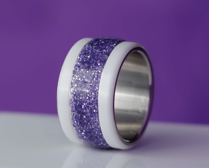Purple glow  💜💜  2/3 addon in 925 silver with a purple enamel coating - Glitter
