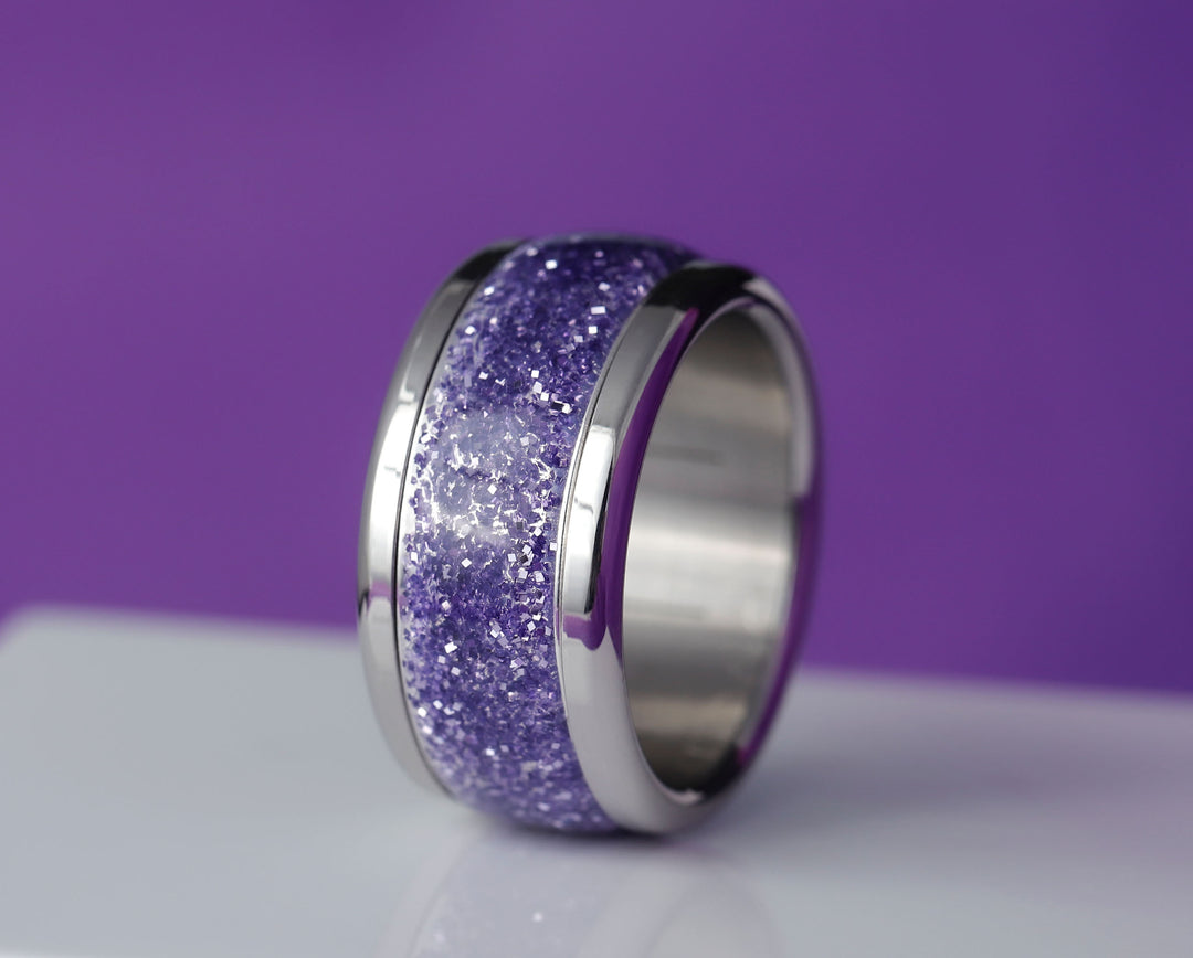 Purple glow  💜💜  2/3 Addon aus 925er Silber mit violetter Emaillebeschichtung - Pailletten