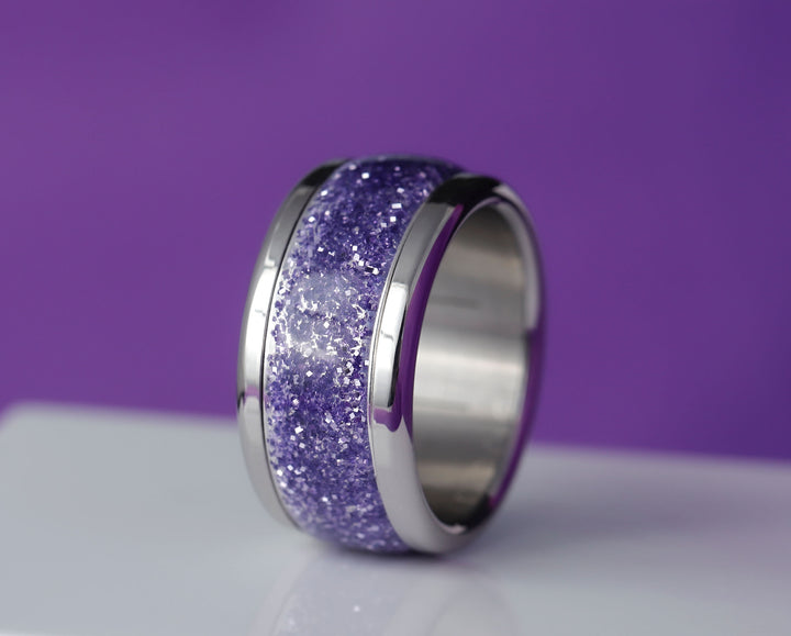 Purple glow  💜💜  2/3 addon in 925 silver with a purple enamel coating - Glitter