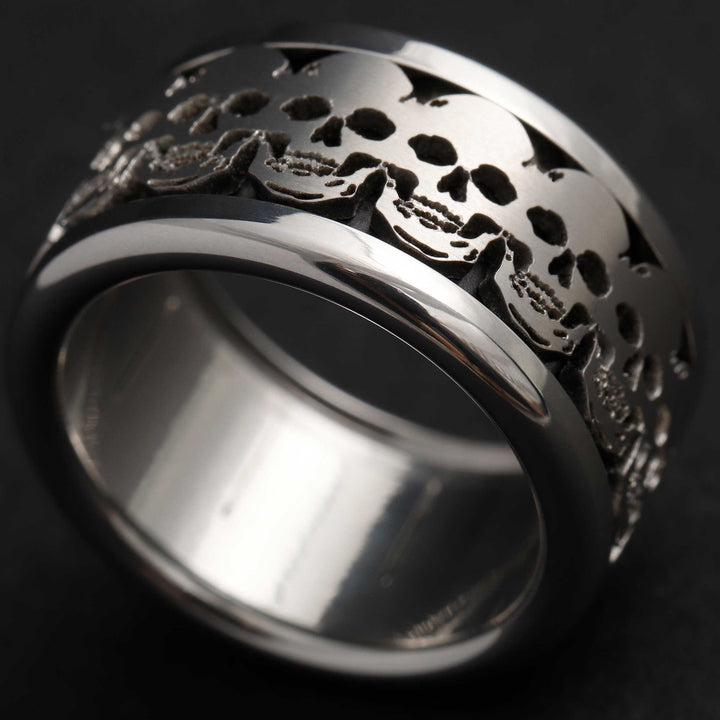 bague acier tete de mort skull haut de gamme mood bijou pour homme et femme